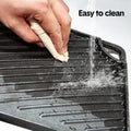 Reversible Cast Iron Griddle Rectangular BBQ Plate 43x24cm Double-Sided Flat Top Griddle Pan and Grooved Grill for Gas Stovetop Oven and Open Fire Black