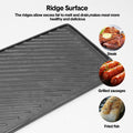Reversible Cast Iron Griddle Rectangular BBQ Plate 43x24cm Double-Sided Flat Top Griddle Pan and Grooved Grill for Gas Stovetop Oven and Open Fire Black