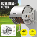 Large Stainless Steel Garden Hose Reel Cart Portable Pipe Holder With Rainproof Sunscreen Protection Lid and Crank Handle