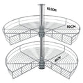 Shelf Rack for Spices 2-Shelf Under Sink Storage Blind Corner Carousel Kitchen Cabinet Organizer 81cm Diameter Rotating Max Load 14kg 270 Degree