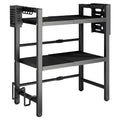 3-Tier Microwave Stand Oven Rack Height Adjustable and Extendable Stainless Steel Kitchen Storage Shelf With 6 Hook Over the Kitchen Counter Max Load 75Kgs