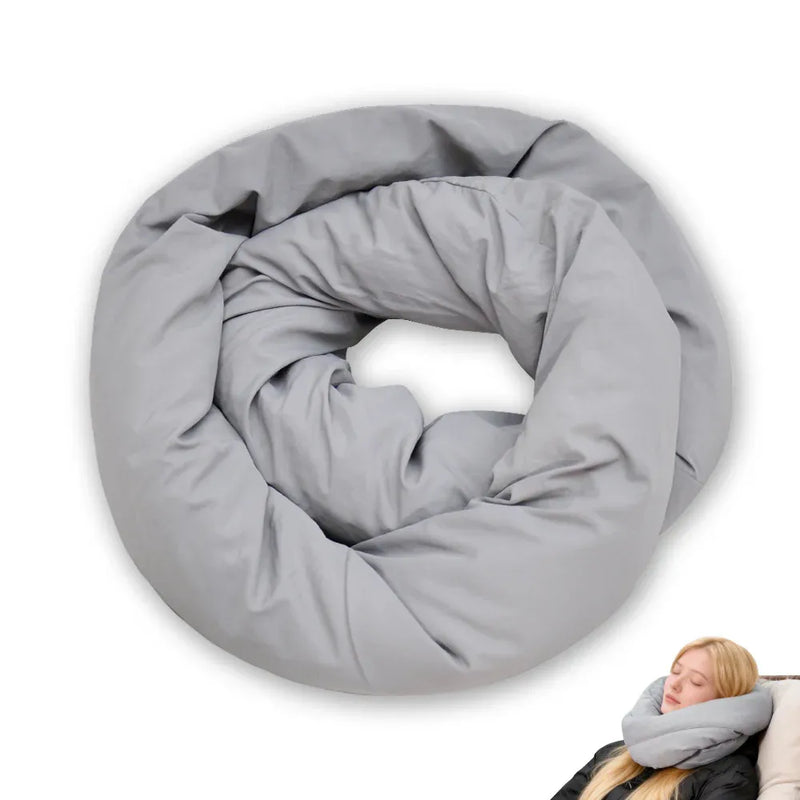 2Pcs Travel Pillow Wrap Comfort Adjustable Neck Support Pillow Scarf for Airplane Travel Sleep Nap Machine Washable and Portable Soft Neck Pillow Grey