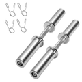 Olympic Barbell Bar 50cm Heavy Duty Dumbbell Handles Pair of Steel 100kg Weight Capacity with Spring Collars for 2