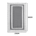 Large Outdoor Rug 275x365cm Weatherproof Plastic Weave Mat Washable Outside Solid Carpet Easy Care for Patio Deck Backyard Garden RV Camping Silver Grey