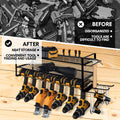 Power Tool Organizer Wall Mount 7 Drill Holder 3 Layer Heavy Duty Metal for Drill Plier Hammer Rack Suitable for Workshop Garage
