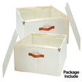 2 Pack Shoe Organizer Zipper Clear Lid Fabric Shoe Storage Box Space Saving Beige Shoe Holder for Closet and Adjustable Dividers Fits up to 16 Pairs