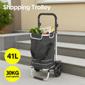 Foldable Shopping Trolley Cart Multifunctional Large Capacity Hand Carry Bag Aluminium Frame with Removable Zipped Bag Side Pockets and Wheels Black