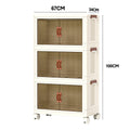 Foldable Storage Cabinet Stackable Bins Household Plastic Closet Multi-purpose Organizer Doors and Top Lid 2 Way Opening with 360 Degree Rotatable Wheels