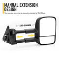 Front Pair Extendable Towing Mirrors Fit for Nissan Patrol GU/Y61 1997-2016 Manual Foldable Split View Black 2pcs