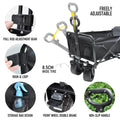 Foldable Camping Wagon 150L Portable Hand Trolley with All-Terrain Wheels and Tailgate For Outdoor Picnic Shopping Sports Max Load 200Kg Utility Cart
