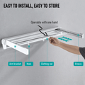 Alston Wall Mounted Drying Rack Clothes Airer Space Saver Folding Dryer Bearing Capacity 12KG Foldable Rail With Hooks Indoor Outdoor Balcony Laundry White