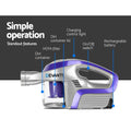 Devanti Cordless Stick Vacuum 150W Purple Roller Brush