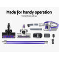Devanti Cordless Stick Vacuum 150W Purple Roller Brush