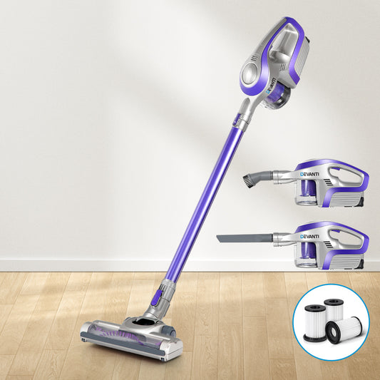 Devanti Cordless Stick Vacuum Cleaner HEPA Filter 150W Purple