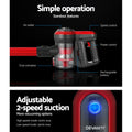 Devanti Cordless Stick Vacuum 250W Brushless Red Handheld