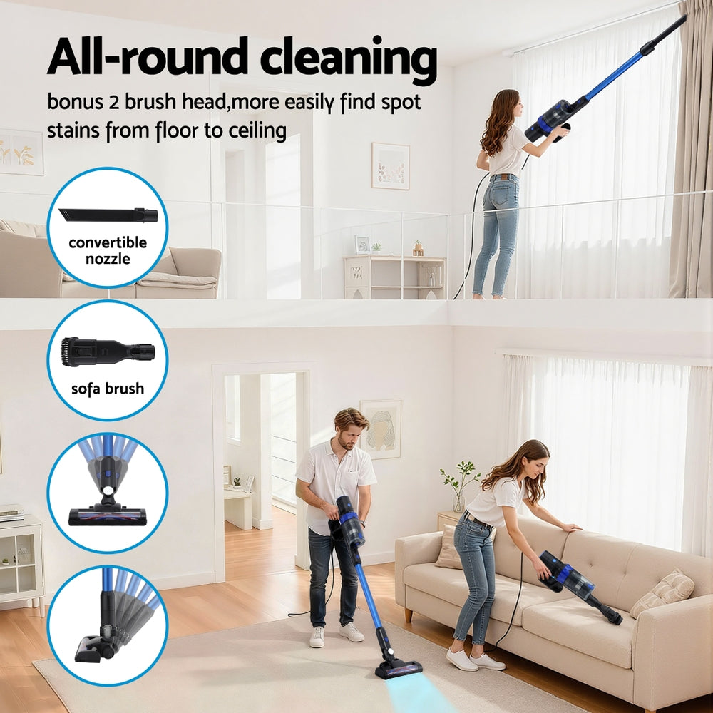Devanti Stick Vacuum Cleaner Brushless Cordless 350W Blue