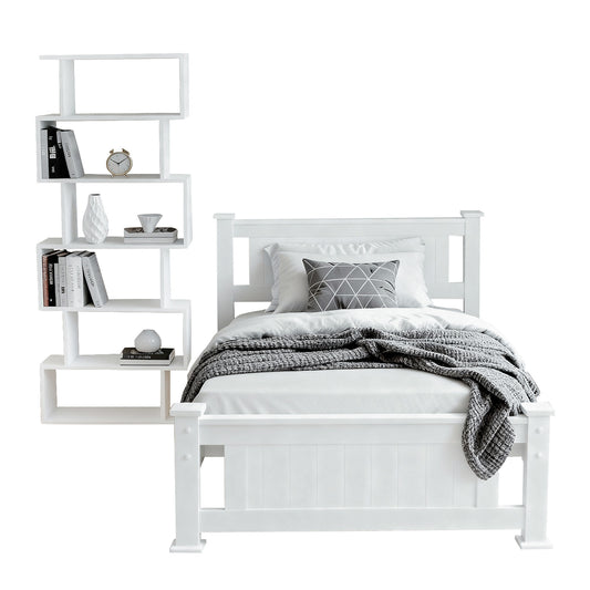 Artiss King Single Bed Frame with Bookshelf Storage