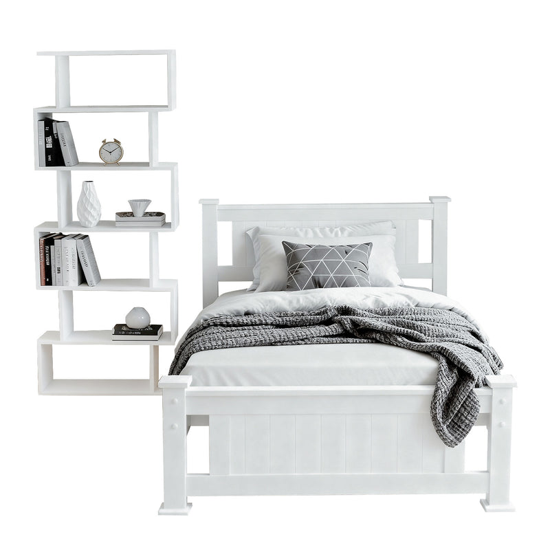 Artiss King Single Bed Frame with Bookshelf Storage