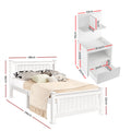 Artiss KING SINGLE Bed Frame White with Bedside Table