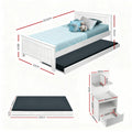 Artiss KING SINGLE Bed Frame White with Bedside Table
