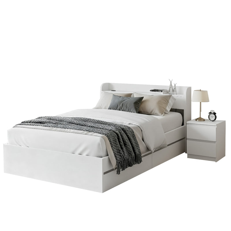 Artiss Single Bed Frame with Bedside Table Storage