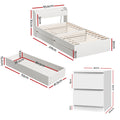 Artiss Single Bed Frame with Bedside Table Storage