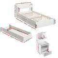Artiss Single Bed Frame Charging Ports Bedside Table