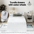 Artiss Single Bed Frame Charging Ports Bedside Table