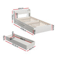 Artiss Single Bed Frame w/ Charging Ports Storage Drawers