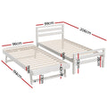 Artiss Single Bed Frame 2-in-1 Trundle Wooden White
