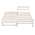 Artiss Single Bed Frame 2-in-1 Trundle Wooden White