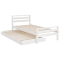 Artiss Single Bed Frame 2-in-1 Trundle Wooden White