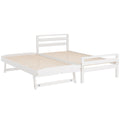 Artiss Single Bed Frame 2-in-1 Trundle Wooden White