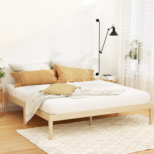 Artiss KING Bed Frame Timber Pine Wooden Base Mattress Platform