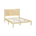 Artiss Double Bed Frame Rattan Headboard Wooden Base BRUNO