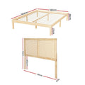 Artiss Double Bed Frame Rattan Headboard Wooden Base BRUNO