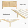Artiss Double Bed Frame Rattan Headboard Wooden Base BRUNO
