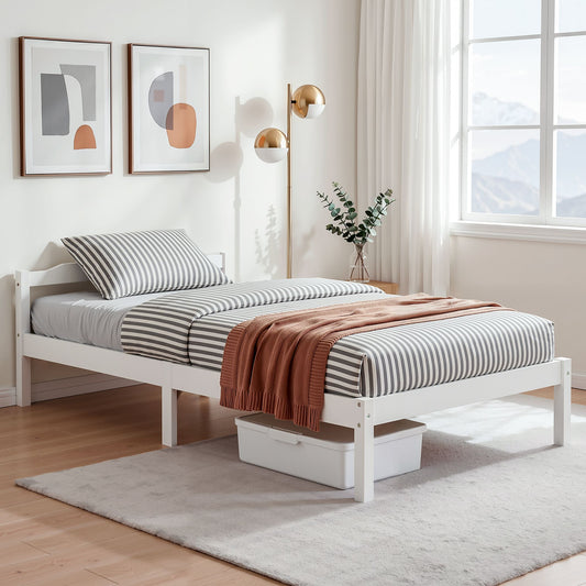 Artiss Bed Frame KING SINGLE White Wooden LEXI