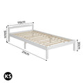 Artiss Bed Frame KING SINGLE White Wooden LEXI