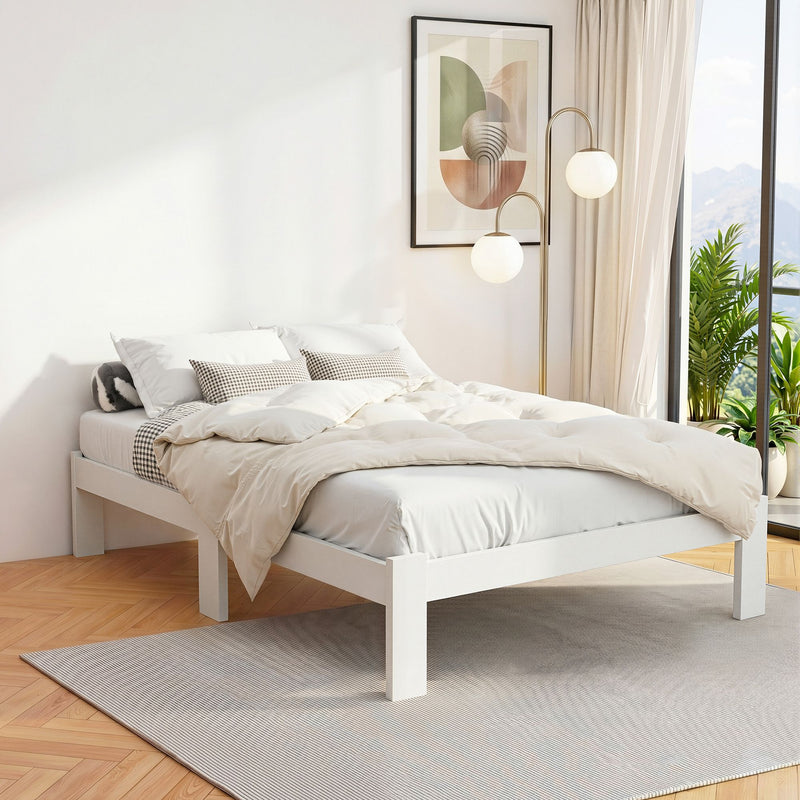 Artiss Wooden Bed Frame DOUBLE White JADE