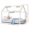 Artiss Kids Wooden House Bed Frame White Single
