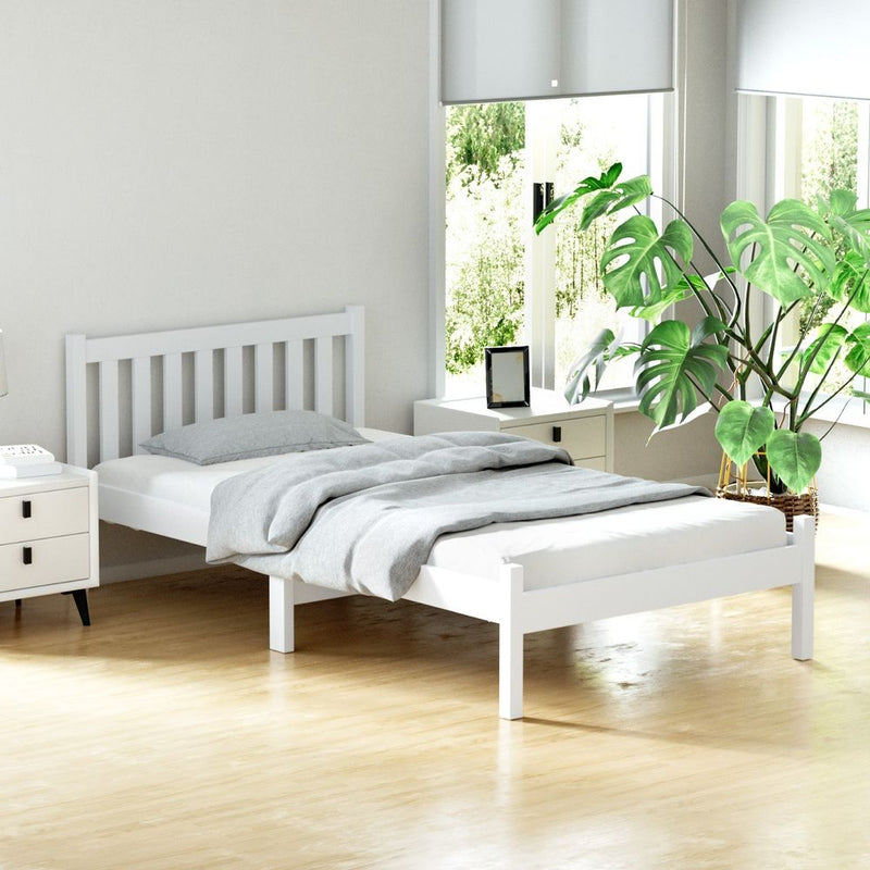 Artiss Bed Frame KING SINGLE White Wooden SOFIE