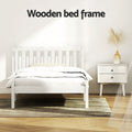 Artiss Bed Frame KING SINGLE White Wooden SOFIE