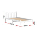 Artiss Single Bed Frame Wooden White Sofie