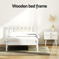 Artiss Single Bed Frame Wooden White Sofie