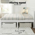 Artiss Wooden Bed Frame DOUBLE White RIO