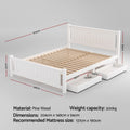 Artiss Double Bed Frame Wooden Platform White Storage Drawers