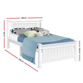 Artiss KING SINGLE Bed Frame White Wooden RIO