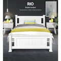 Artiss KING SINGLE Bed Frame White Wooden RIO