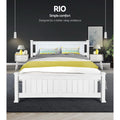Artiss QUEEN Bed Frame White Wooden RIO